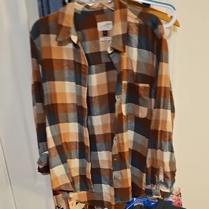 Plaid Button-Up Shirt for Women